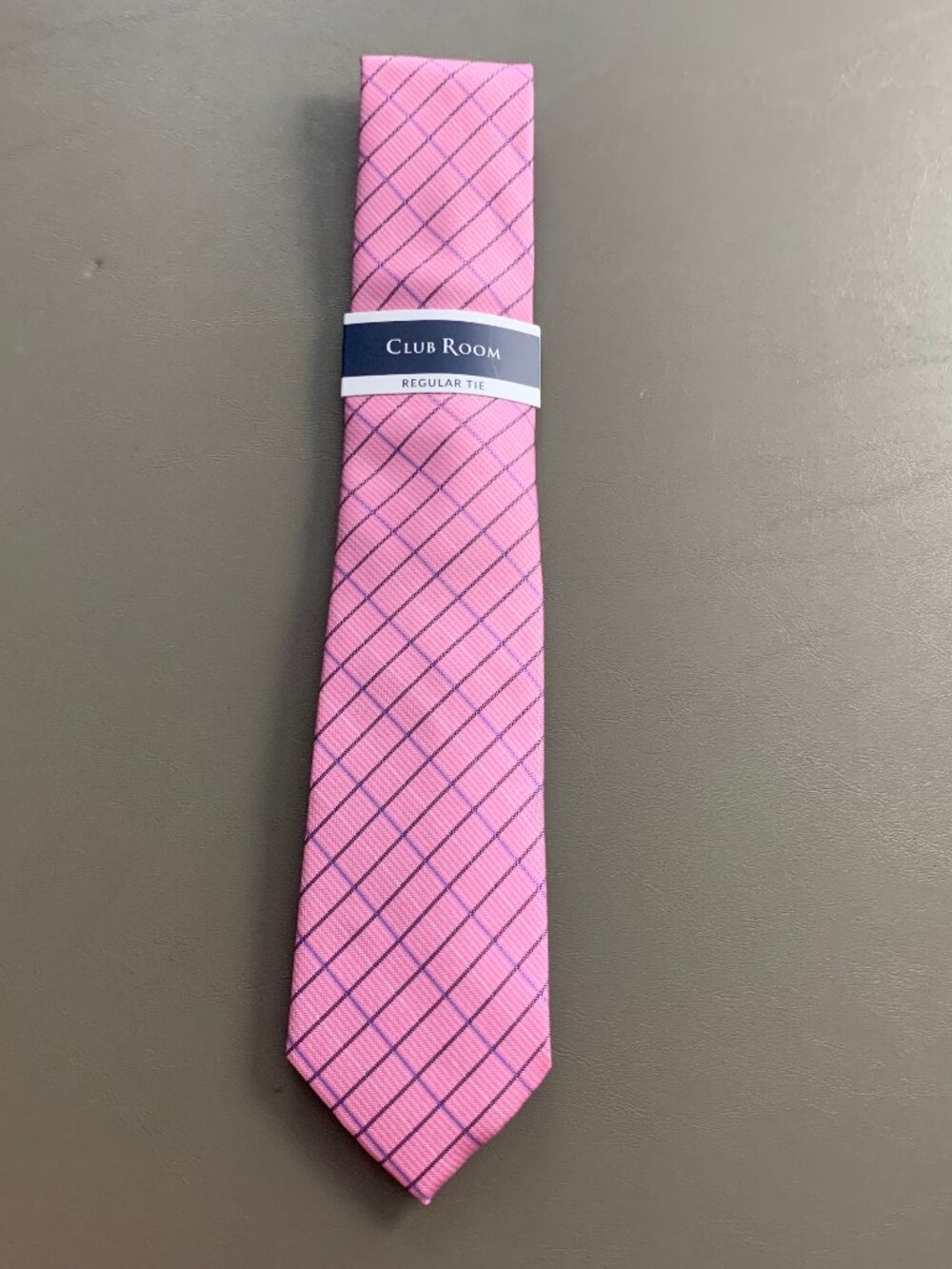 Club Room Men's 3.25'' 100% Polyester Neck Tie, Quaise Pink Grid, One Size